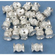 Bali Fluted Tube Beads Silver Plated 7.5mm 20Pcs Approx. - £5.41 GBP