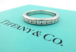 Tiffany &amp; Co. Platinum Shared Channel Wedding Diamond .33ct 3mm Band Rin... - £1,674.76 GBP