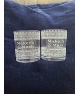 SET OF 2 MAKERS MARK BOURBON WHISKEY LOW BALL THICK BOTTOM LACE DESIGN G... - $14.50