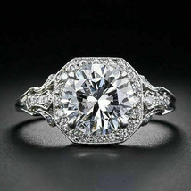 Filigree Engagement Ring 3.00Ct Round Simulated Diamond 14K White Gold Size 8.5 - £204.67 GBP