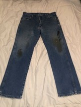 Vtg Wrangler 13MWZ Distressed Faded Blue Jeans Mens Tag 36x30 Cowboy Thrashed - £15.56 GBP