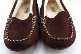 Lands&#39; End Brown Leather Slippers Girls Shoes Size 7 - £17.02 GBP