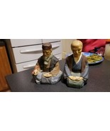 VINTAGE TILSO JAPAN HANDPAINTED PORCELAIN FIGURINES SEATED JAPANESE - $255.13 MXN