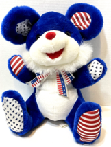 Rare VTG King Plush Stars and Stripes Red White Blue Stuffed Uncle Sam Mouse 13&quot; - £30.08 GBP
