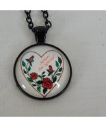 Sisters Are Special Heart Roses Flowers Black Cabochon Pendant Chain Nec... - £2.35 GBP