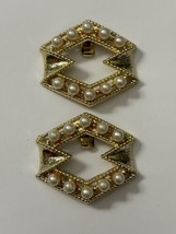 Shoe Clips Gold Tone with Pearl - $23.26