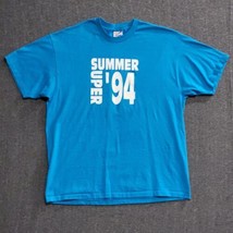 VTG Super Summer 94 T-shirt Men Size XL Blue Single Stitch 90s Hanes Heavyweight - $14.50