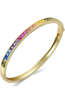 ADIRFINE 18K Gold Plated Multi Colored Princess Cubic Zirconia Bangle Bracelet - £31.63 GBP