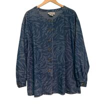 Delta Burke Blue Blouse Jacket Lightweight Denim Size 24W Button VTG Mad... - $17.82