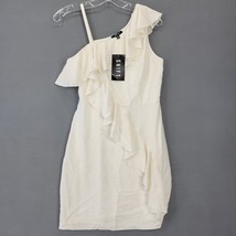 Shift Women Dress Size M White Mini Stretch Bodycon Preppy Ruffle Lightw... - $23.40