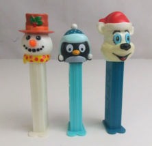 Lot of 3 Christmas Pez Dispensers Polar Bear, Blue Penguin, &amp; Snowman (G) - £7.74 GBP