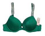 Victoria&#39;s Secret Bikini Top Sujetador Verde Plata Bling Brillo Tira 34D... - $39.50