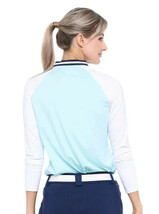 NWT BELYN KEY Capri Aqua Navy Rosie Long Sleeve Mock Golf Shirt S M L XL image 2