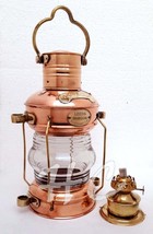 Brass &amp; Copper Anchor Oil Lamp Leeds Burton Nautical Maritime 14&quot; Ship Lantern - £66.90 GBP