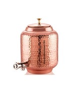 Copper Water Dispenser Matka Hammered Drinking Pitcher Tank Storage Pot ... - £84.88 GBP