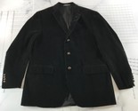 Polo Ralph Lauren Corduroy Blazer Mens 44R Black Cotton Three Leather Bu... - $74.24