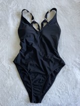 Uncommon Sense Black One Piece Swimsuit Gold Ring NWT Size Medium - £15.35 GBP