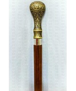 Wooden Walking Cane Stick Antique Brass Designer Long Handle Vintage Vic... - £27.44 GBP
