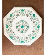 15&quot; White Marble Coffee Table Top Lapis Lazuli Inlay  Precious Mother of... - $1,179.29 CAD