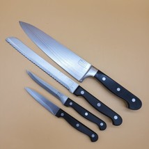 Chicago Cutlery Knife Set of 4 8&quot; Chef 3.5&quot; Paring 4.5&quot; Utility 7.5&quot; Bread Black - £15.64 GBP