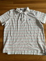 Brooks Brothers Mens White Striped XL Polo Shirt Slim Fit Performance - $24.72