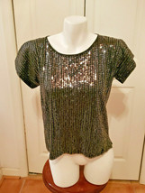 HB 100% Cotton Black Sequins Short Sleeve Top Made In India - £13.62 GBP