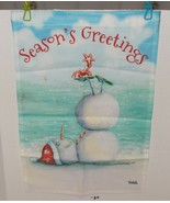 Toland Art 12&quot; X 18&quot; MINI GARDEN FLAG Christmas Snowman seasons greetings - $13.47 CAD