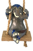 Elephant 20491 Figurine Garden Swinger Indoor Outdoor Decor Blue Sky Clayworks  - £21.01 GBP