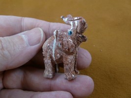 Y-ELE-26) little red white ELEPHANT carving SOAPSTONE stone figurine tru... - $8.59