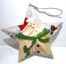 Santa Snowman Roly Poly Star Christmas Hanging Ornament 2013  metal painted - $14.80