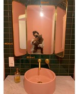 Golden Triptych Mirror, Gold Mirror,Brass Mirror,Handmade Mirror Morocca... - $149.00+