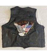 Diamond Plate Buffalo Leather Motorcycle Vest Sz 3X Live to Ride Patch E... - $14.80