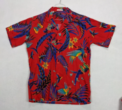 Carl Michaels Mens Hawaiian Shirt Short Sleeve Size L Cotton Red Blue - £12.45 GBP