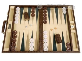 Open Box! 21&quot; Eco Leather Tournament Backgammon Set - Brown - £411.65 GBP