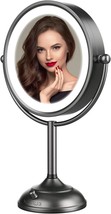 Vesaur 8.5&quot; Unique Black Nickel Lighted Makeup Mirror, 1X/10X Hd, Gift Box - £70.21 GBP