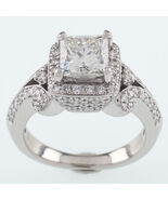 Platinum Princess Diamond Solitaire Ring w/ Accents Center 1.50 Ct Size 5.5 - €18.935,58 EUR