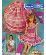 3X Barbie 11-1/2&quot; Doll Dress In Purse Tote Duffel Shoulder Bag Crochet P... - £9.43 GBP