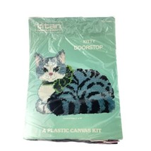 Titan Needlecraft Grey Cat Doorstop Kitty Plastic Canvas Kit 17564 Cute! - £18.94 GBP