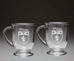 Wilson Irish Coat of Arms Glass Coffee Mugs - Set of 2 - £25.17 GBP