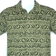 Crazy Shirts Waves Tribal Print Hawaiian Polo sz Small Mens Knit Coconut... - $26.95