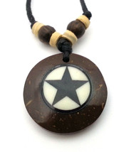 Adjustable Threaded Necklace with a Star Shape Design Wooden Pendant - £7.09 GBP