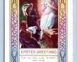 Angel Scene Easter Greetings Embossed Whitney Made 1932 WB Postcard K14 - $3.91