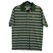 Nike Polo Shirt Mens Large Green Striped Dri-Fit Casual Golf Hank &amp; Moos... - $14.45