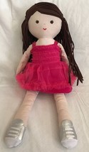 Amy Coe girl Plush doll 15" Rag Doll Brunette 2016 Cloth Hair Strips Stuffed Toy - $9.99