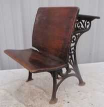 Antique Child School Desk Folding Chair Cast Iron &amp; Wood - £46.25 GBP