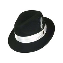 Men Bruno Capelo Hat Australian Wool Crushable Fedora Giovani Black White UN122 image 2