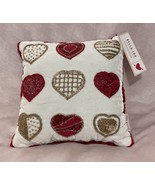 New Bella Lux Beaded Valentine Hearts Throw Pillow Red Gold White w/Frin... - $45.53