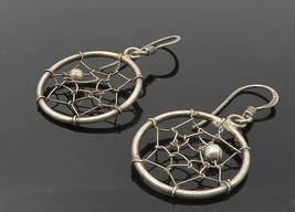 925 Sterling Silver - Vintage Wire Wrapped Design Round Drop Earrings  - EG5216 - £22.31 GBP