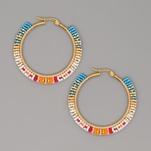 Go2boho Boho Hoop Earrings Jewelry Stainless Steel Earrings 2021 Design Miyuki P - £13.28 GBP