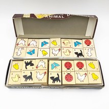 2X Vintage Wooden Animal Domino Set Matching Letters Board Game Fun Childrens - £23.53 GBP